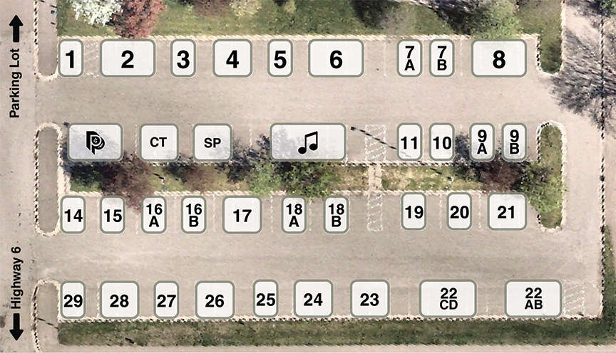 farmers market map with boxes and numbers representing vendors