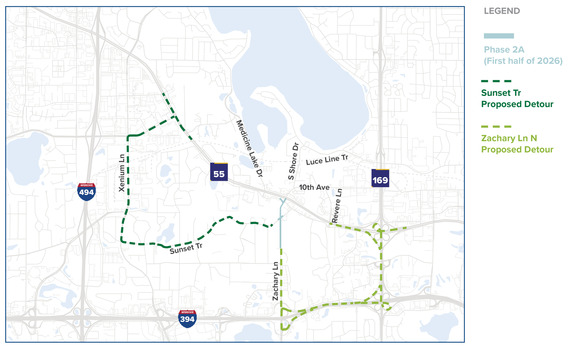Map of the Station 73 TRIP project area highlighting the detour routes.