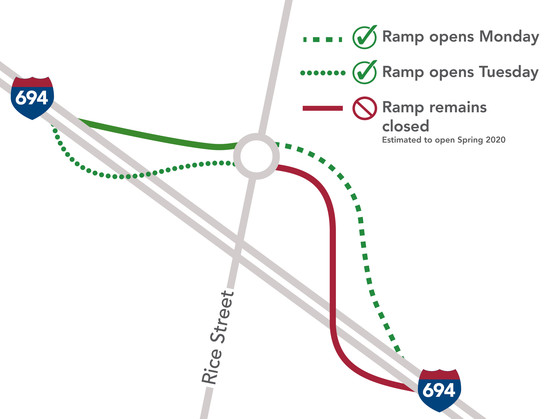 Map showing ramp opening timeline