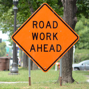 Roadwork ahead sign