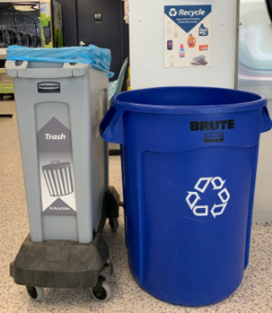 Indoor recycling and trash bins