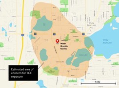 Map of area impacted by Water Gremlin TCE emissions