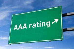 Highway sign reading "AAA Rating"