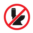 Icon of toilet with red line crossing it out