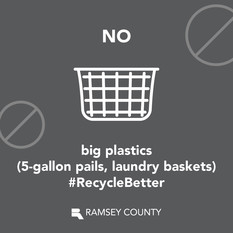 Icon of laundry basket with text: "No big plastics"