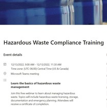 Screenshot of signup form for hazardous waste training webinar