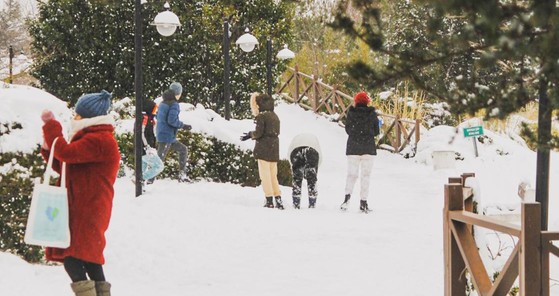 People walking in snow
