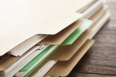 Stack of paper file folders