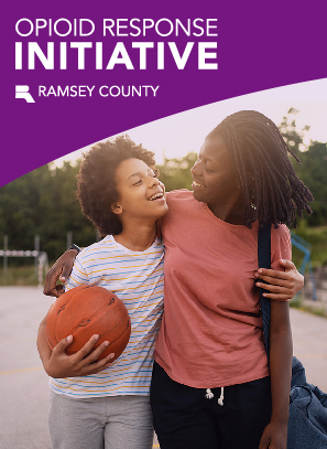 Opioid Response Initiative thumbnail with two youth hugging on a basketball court