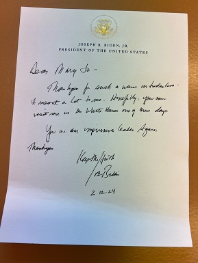 Handwritten note to Comm McGuire from POTUS