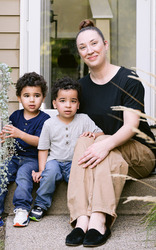 Family sitting on porch