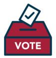 graphic of ballot box with the word vote