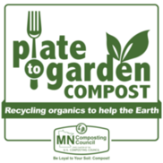 "Plate to garden" logo in green with plants growing out