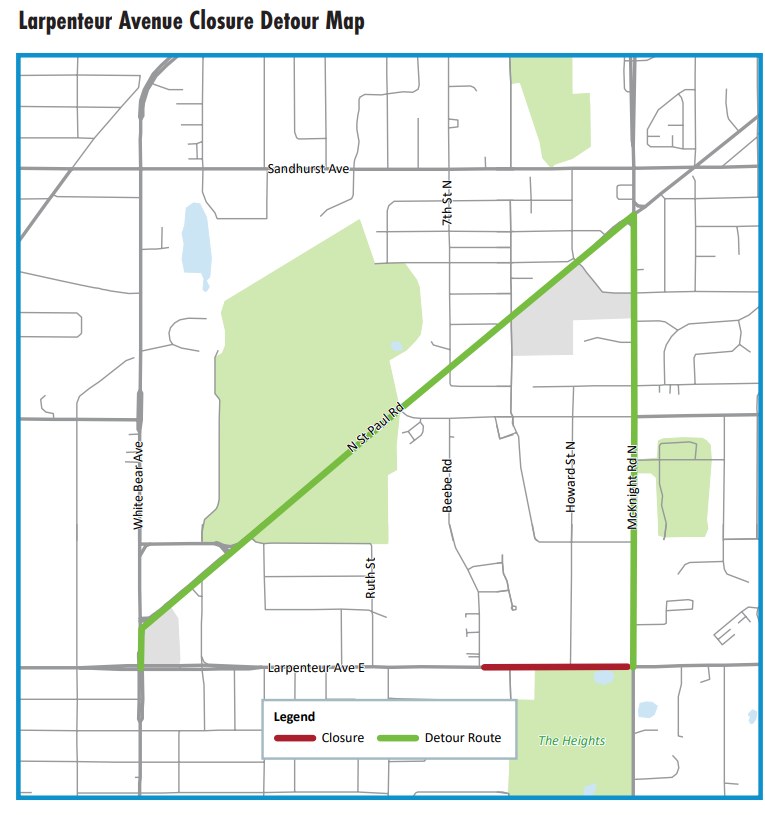 Larpenteur Ave Detour Map