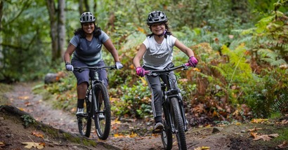 kids biking in nature