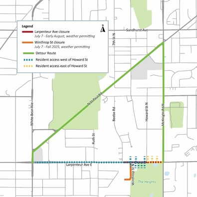 Larpenteur Ave Closure Detour Map