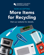 Small appliances collage with text: More items for recycling