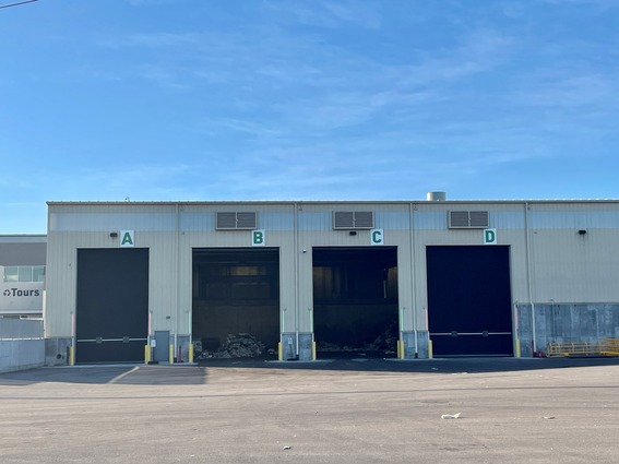 R&E Center tipping floor doors labeled A, B, C, and D