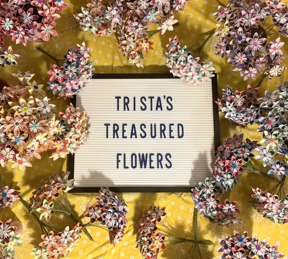 Trista's Treasured Flowers with sign