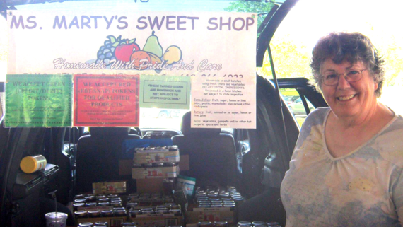 Marty Danielson at the Richfield Farmers Market Ms Marty's Sweet Shop Foodie Fridays Jams and Jellies