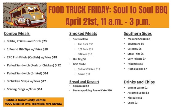 Food truck Friday menu