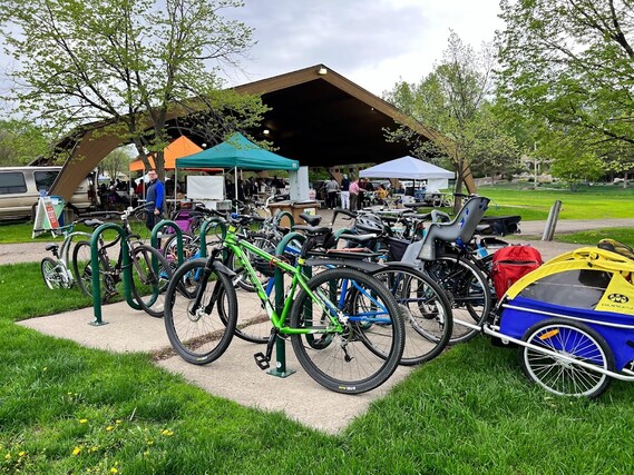 Bikes parked at the Farmers Market