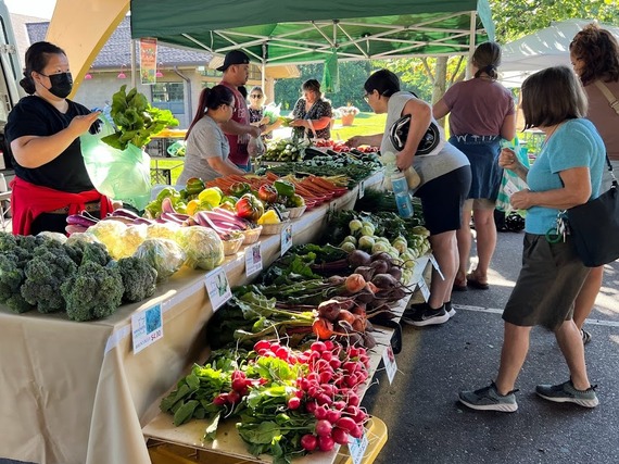 Healthy Green Booth - customers shopping - National Farmers Market Week