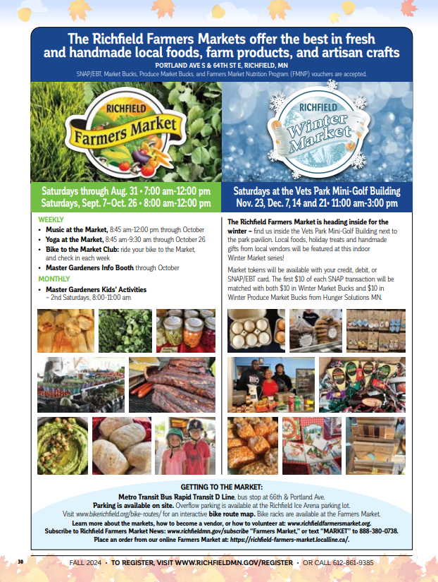 Richfield Farmers Market and Winter Market Fall Brochure Ad English