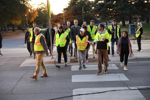 Group of people walking in bonding tour