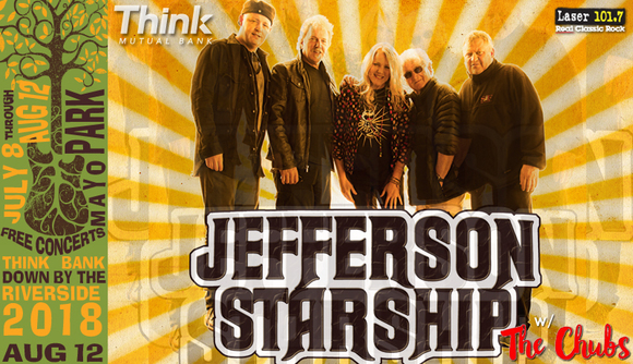 Jefferson Starship at the Think Bank Down by the Riverside Free OUtdoor Concert Series Banner Ad