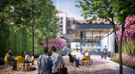 Rendering of respite area outside tunnel entrance May 2025