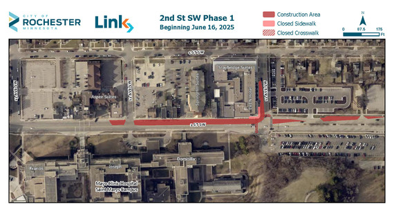 Map of Link BRT phase 1 construction