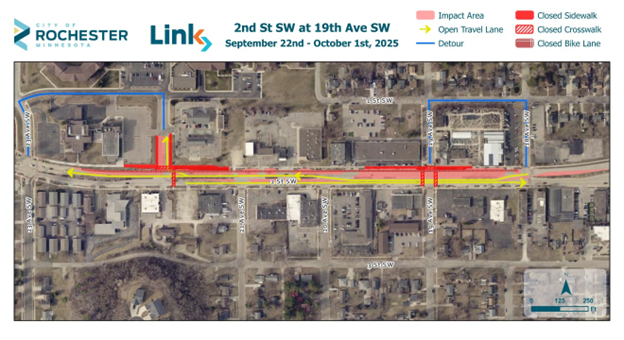 Map of sidewalk closures