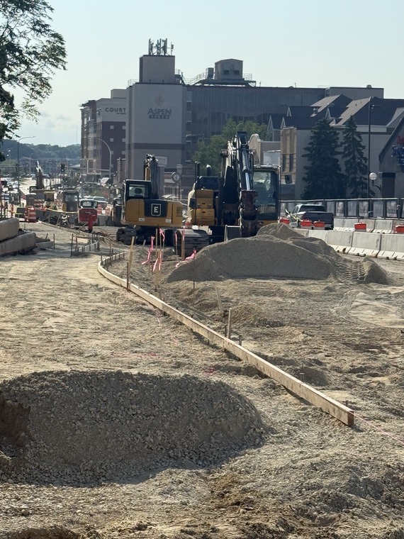 Construction work being done on 2nd Street