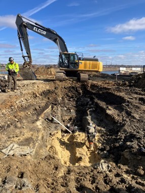 Utilities being dug at West Transit Village.