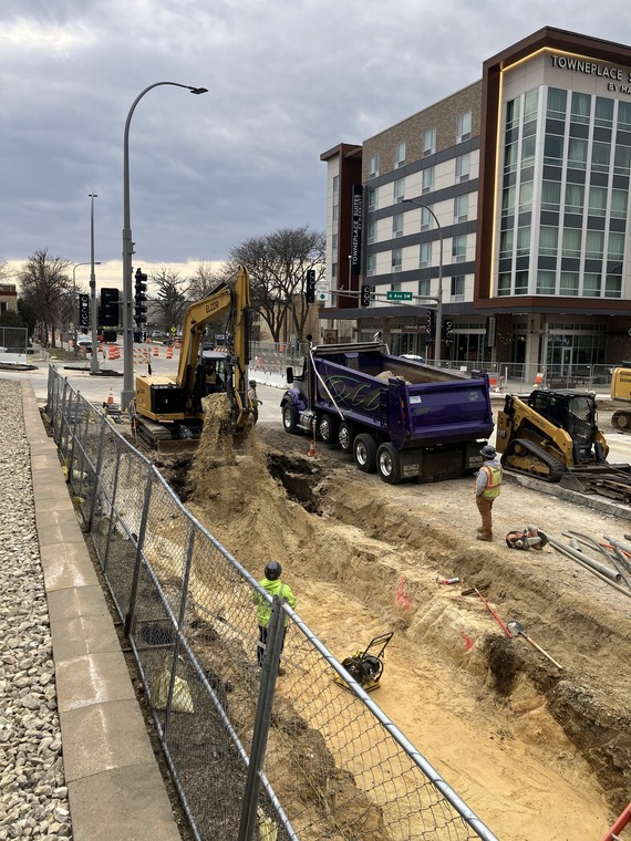 Excavation at the site of the eastbound 6th Avenue Station.