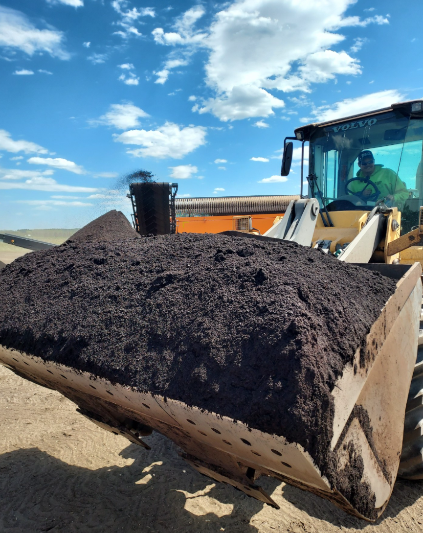 A large load of screened compost