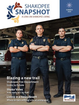 Shakopee's three fire chiefs on the cover of Shakopee Snapshot