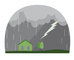 Graphic of a house in a severe thunderstorm