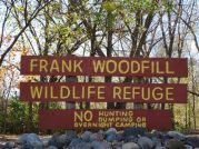 Frank Woodfill Wildlife Refuge wooden sign