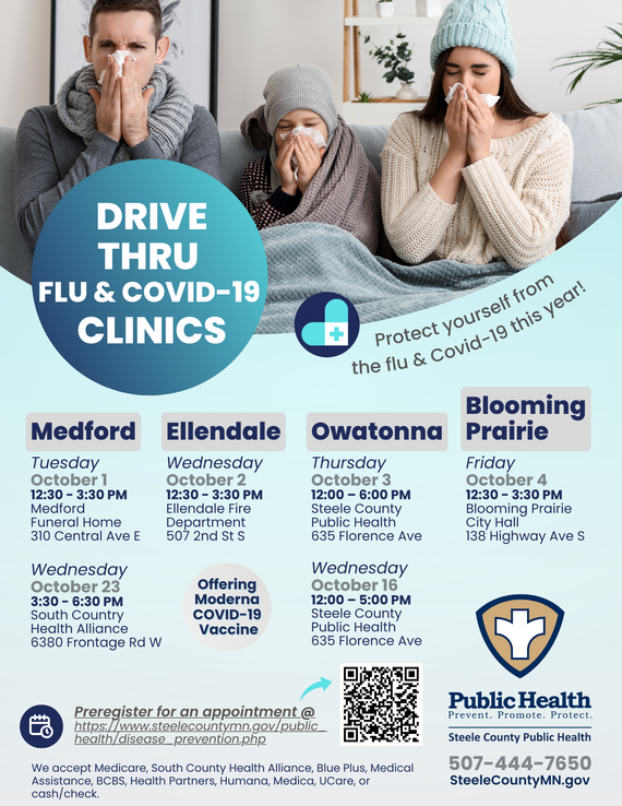 community drive thru flu & covid19 clinics flyer