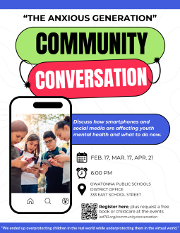 The Anxious Generation Community Conversation. Discuss how smartphones and social media are affecting youth mental health and what to do now. 