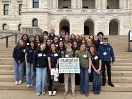 YOLO students standing on the steps in front of the Capitol