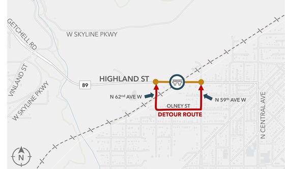 Highland Street detour