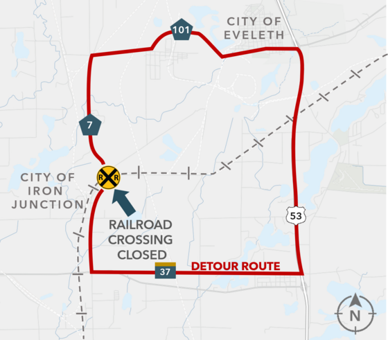 RR crossing closure - Hwy 7