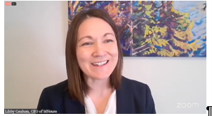 MNsure CEO Libby Caulum speaking at the Protect Our Care media event