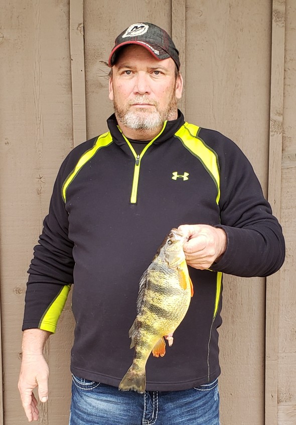 Brian Holiday with his state-record yellow perch.