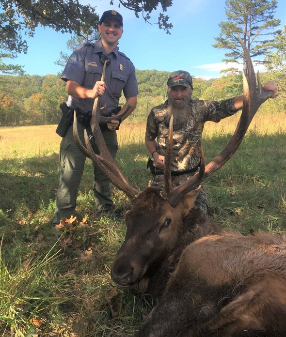 Chris Irick with bull elk