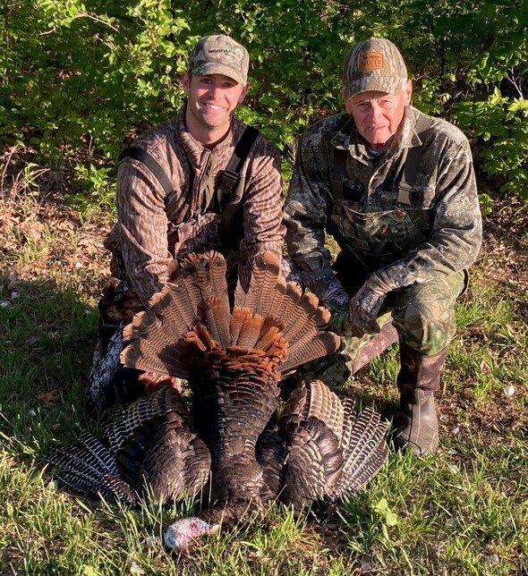 Clayton Graham and John Eisenbath with harvested wild turkey