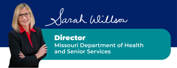 Sarah Willson on blue background